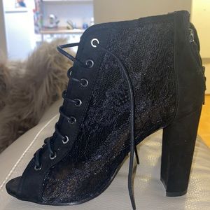 Lace Heel Booties size 8 barely worn open toe